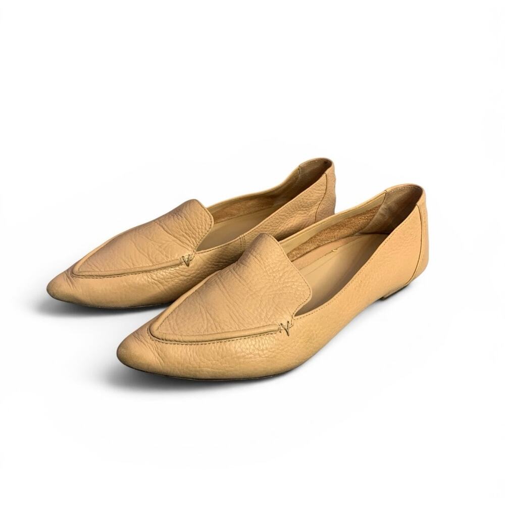 Vionic Noah Tumbled Leather Pointed Loafers, Beige, Womens Size 10 Classic